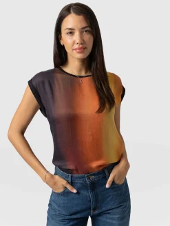 Saint and Sofia Turn Up Contrast Tee - Amber Gradient