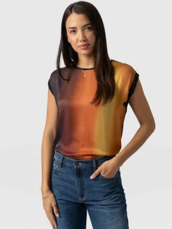 Saint and Sofia Turn Up Contrast Tee - Amber Gradient