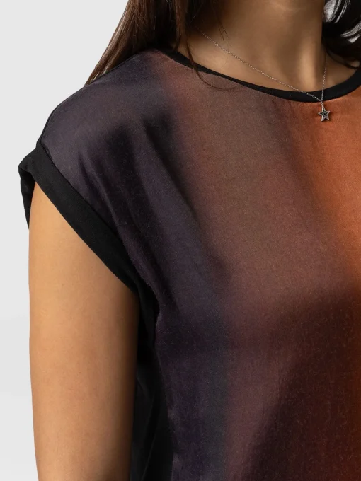 Saint and Sofia Turn Up Contrast Tee - Amber Gradient