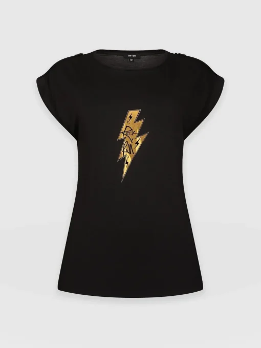 Saint and Sofia Turn Up Tee - Black Rock N Roll
